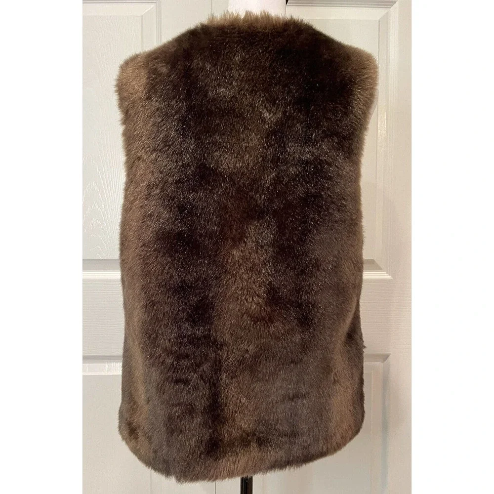 Anthropologie Sanctuary Clothing Los Angeles Womens Faux Fur Brown Vest Sz Small - Picture 2 of 9